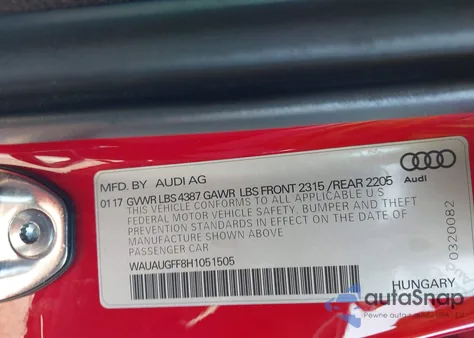 2017 Audi A3 2.0T Premium z USA, uszkodzony, nr VIN WAUAUGFF8H1051505